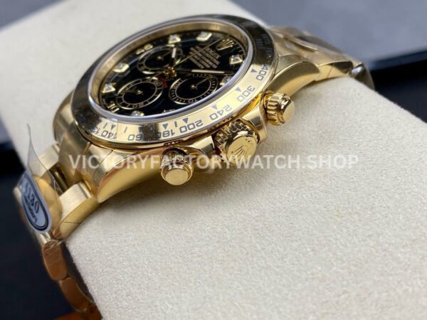Clean Factory Rolex Daytona 116508-0008 40mm Full Yellow Gold Diamond Black Dial