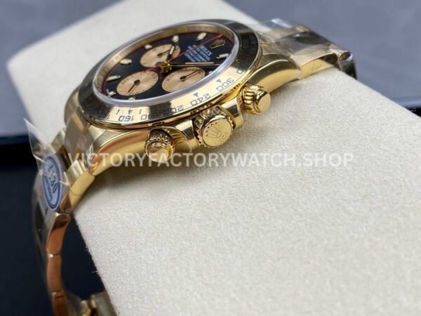 Clean Factory Rolex Daytona 116508-0009 40mm Full Yellow Gold Gold Eye Red Second Hand Black Dial