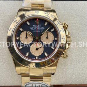 Clean Factory Rolex Daytona 116508-0009 40mm Full Yellow Gold Gold Eye Red Second Hand Black Dial Super Clone