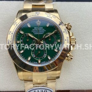 Clean Factory Rolex Daytona 116508-0013 40mm Full Yellow Gold Green Dial Super Clone