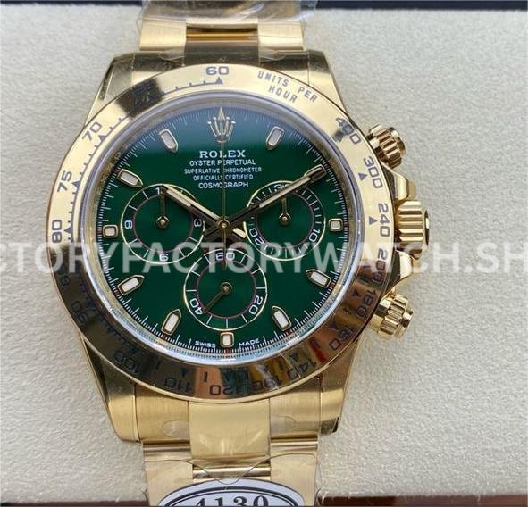 Clean Factory Rolex Daytona 116508-0013 40mm Full Yellow Gold Green Dial (9) daytona 116508 green dial yellow gold replica