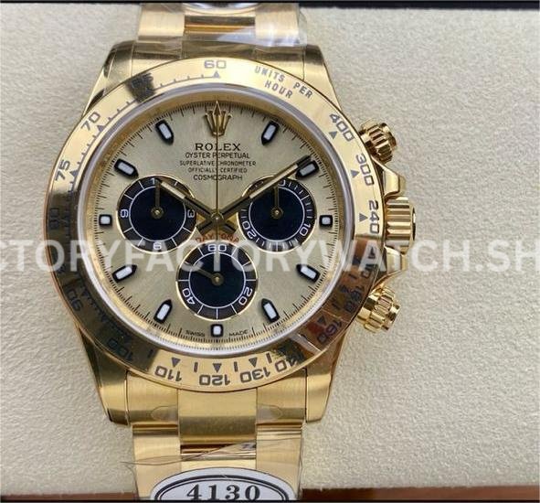 Clean Factory Rolex Daytona 116508-0014 40mm Full Yellow Gold Black Eye Gold Dial (2) daytona 116508 black eye gold dial replica
