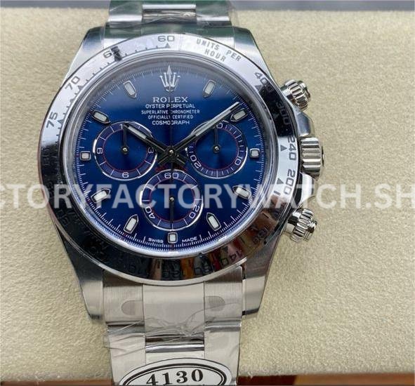 Clean Factory Rolex Daytona 116509-0071 40mm Full White Gold Blue Dial (1) daytona 116509 blue dial white gold replica