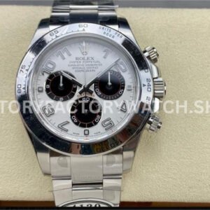 Clean Factory Rolex Daytona 116509 40mm Full White Gold Arabic Number Black Eye White Dial Super Clone