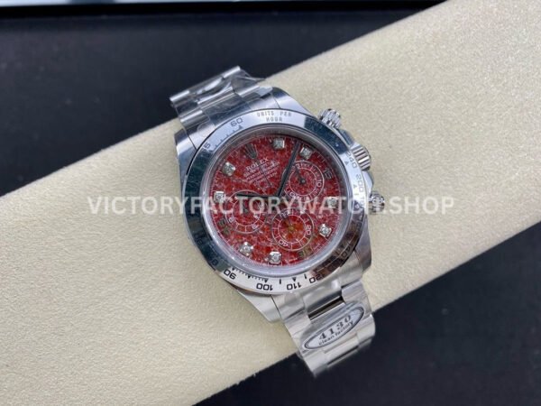 Clean Factory Rolex Daytona 116509G 40mm Full White Gold Diamond Red Dial