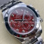 Clean Factory Rolex Daytona 116509G 40mm Full White Gold Diamond Red Dial