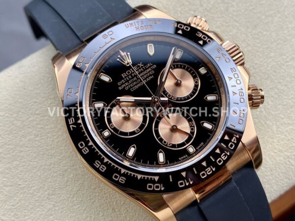 Clean Factory Rolex Daytona 116515LN-0012 40mm Rose Gold Oysterflex Black Dial