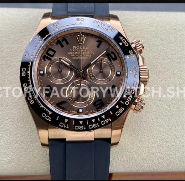 Clean Factory Rolex Daytona 116515LN-0015 40mm Rose Gold Oysterflex Arabic Number Brown Dial Super Clone