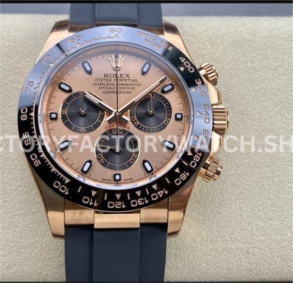 Clean Factory Rolex Daytona 116515LN-0018 40mm Rose Gold Oysterflex Pink Dial Super Clone