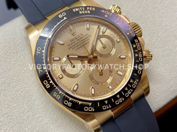 Clean Factory Rolex Daytona 116518LN-0042 40mm Yellow Gold Oysterflex Champagne Dial