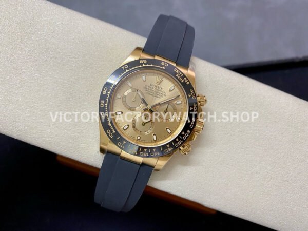 Clean Factory Rolex Daytona 116518LN-0042 40mm Yellow Gold Oysterflex Champagne Dial