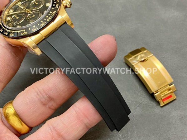 Clean Factory Rolex Daytona 116518LN-0046 40mm Yellow Gold Oysterflex Diamond Mop Black Dial