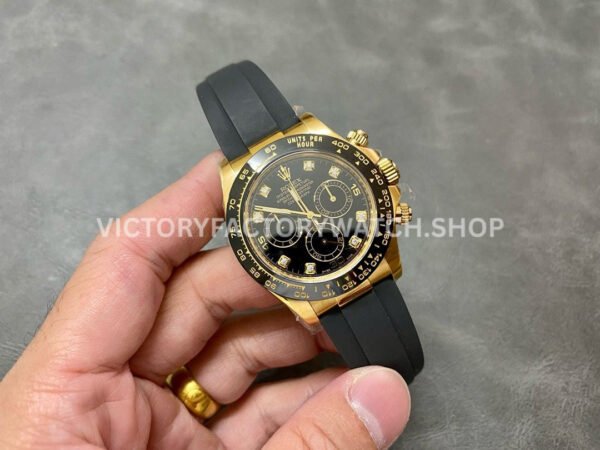 Clean Factory Rolex Daytona 116518LN-0046 40mm Yellow Gold Oysterflex Diamond Mop Black Dial