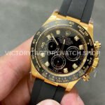 Clean Factory Rolex Daytona 116518LN-0046 40mm Yellow Gold Oysterflex Diamond Mop Black Dial