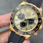 Clean Factory Rolex Daytona 116518LN-0048 40mm Yellow Gold Oysterflex Black Eye Gold Dial