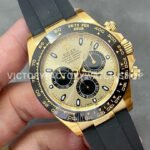 Clean Factory Rolex Daytona 116518LN-0048 40mm Yellow Gold Oysterflex Black Eye Gold Dial