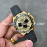 Clean Factory Rolex Daytona 116518LN-0048 40mm Yellow Gold Oysterflex Black Eye Gold Dial