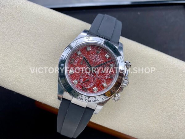 Clean Factory Rolex Daytona 116519 40mm White Gold Diamond Red Dial (4) Clean Factory Rolex Daytona 116519 40mm White Gold Diamond Red Dial