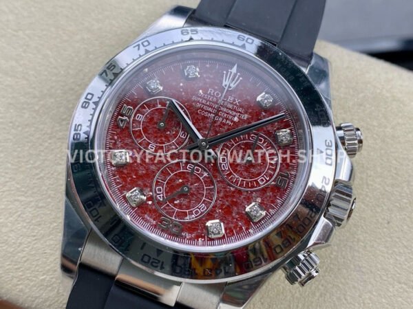 Clean Factory Rolex Daytona 116519 40mm White Gold Diamond Red Dial (8) Clean Factory Rolex Daytona 116519 40mm White Gold Diamond Red Dial