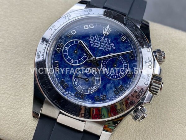 Clean Factory Rolex Daytona 116519 40mm White Gold Oysterflex Arab Number Blue Dial