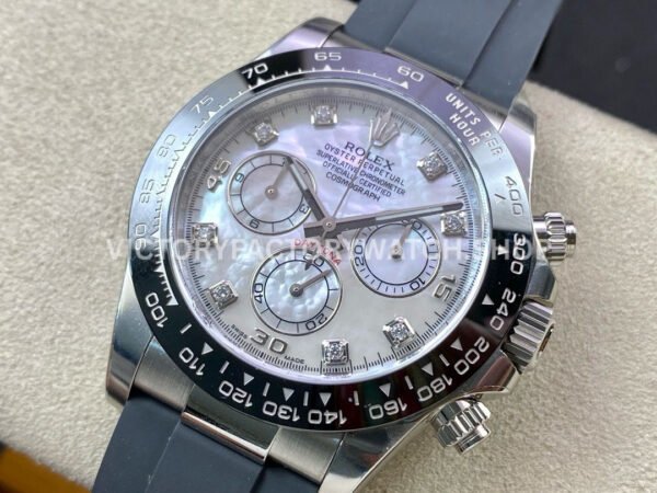 Clean Factory Rolex Daytona 116519LN-0026 40mm White Gold Oysterflex Diamond Mop Mother Of Pearl Dial