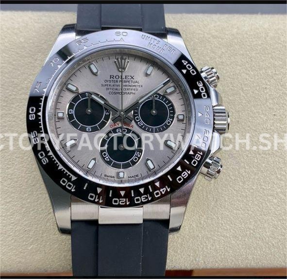 Clean Factory Rolex Daytona 116519LN-0027 40mm White Gold Oysterflex Grey Dial (1) Clean Factory Rolex Daytona 116519LN-0027 40mm White Gold Oysterflex Grey Dial Super Clone