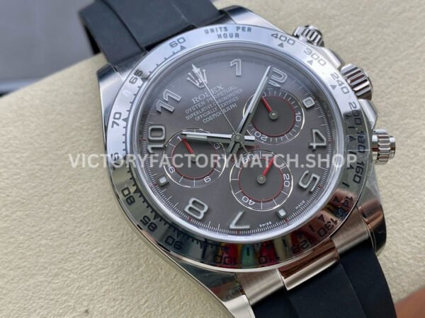 Clean Factory Rolex Daytona 116519LN 40mm White Gold Oysterflex Arab Number Racing Grey Dial
