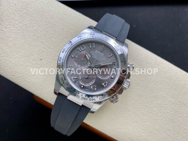 Clean Factory Rolex Daytona 116519LN 40mm White Gold Oysterflex Arab Number Racing Grey Dial