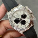 Clean Factory Rolex Daytona 116519LN 40mm White Gold Oysterflex Arabic Number Black Eye White Dial