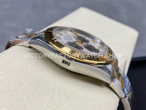 Clean Factory Rolex Daytona 116523 40mm Half Yellow Gold Arabic Number Black Eye White Dial