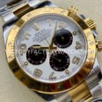 Clean Factory Rolex Daytona 116523 40mm Half Yellow Gold Arabic Number Black Eye White Dial
