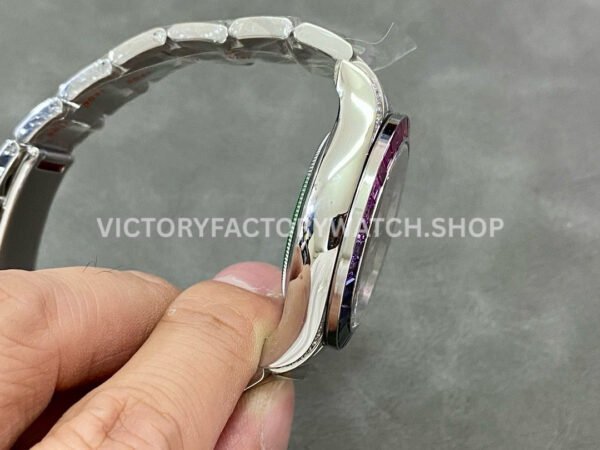 Clean Factory Rolex Daytona 116599RBOW 40mm Full White Gold Rainbow Gems Bezel Diamond Mop Black Dial