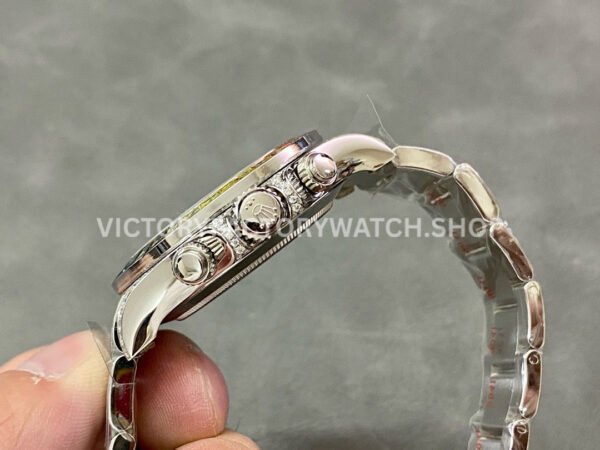 Clean Factory Rolex Daytona 116599RBOW 40mm Full White Gold Rainbow Gems Bezel Diamond Mop Black Dial