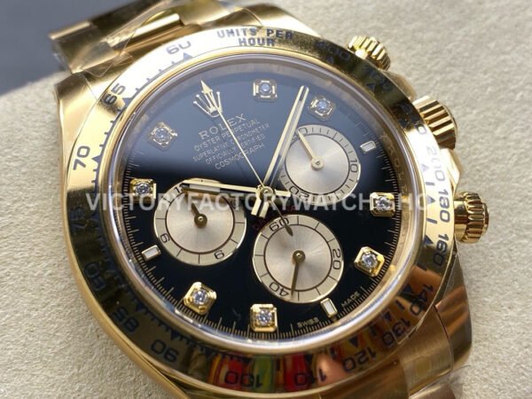 Clean Factory Rolex Daytona 126508-0003 40mm Full Yellow Gold Diamond Black Dial (4) Clean Factory Rolex Daytona 126508-0003 40mm Full Yellow Gold Diamond Black Dial