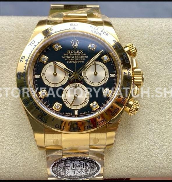 Clean Factory Rolex Daytona 126508-0003 40mm Full Yellow Gold Diamond Black Dial (7) Clean Factory Rolex Daytona 126508-0003 40mm Super clone