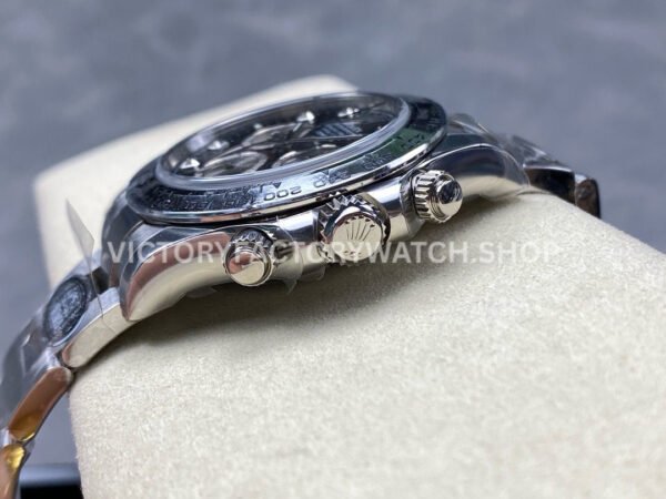 Clean Factory Rolex Daytona 126509-0002 40mm Full White Gold Diamond Black Dial