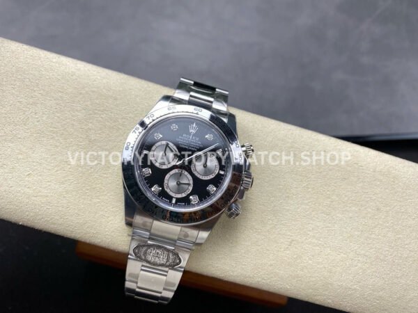 Clean Factory Rolex Daytona 126509-0002 40mm Full White Gold Diamond Black Dial