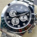Clean Factory Rolex Daytona 126509-0002 40mm Full White Gold Diamond Black Dial