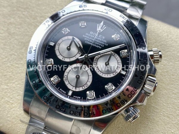 Clean Factory Rolex Daytona 126509-0002 40mm Full White Gold Diamond Black Dial