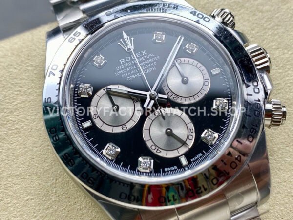 Clean Factory Rolex Daytona 126509-0002 40mm Full White Gold Diamond Black Dial