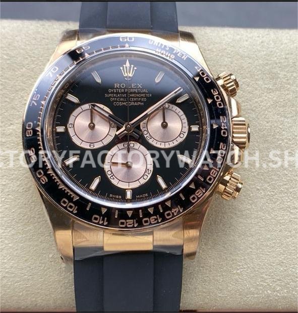 Clean Factory Rolex Daytona 126515LN-0002 40mm Rose Gold Oysterflex Black Dial (6) Clean Factory Rolex Daytona 126515LN-0002 Super clone