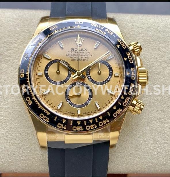 Clean Factory Rolex Daytona 126518LN-0010 40mm Yellow Gold Oysterflex Champagne Dial (6) Clean Factory Rolex Daytona 126518LN-0010 40mm Yellow Gold Oysterflex Champagne Dial Super Clone