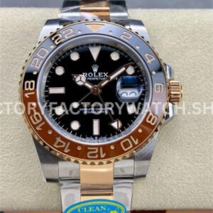 Clean Factory Rolex GMT-Master II 126711CHNR-0002 40mm Half Rose Gold Black Dial