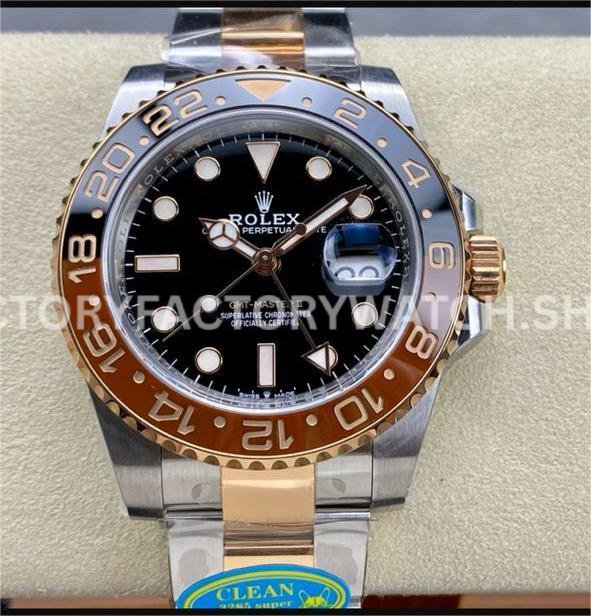 Clean Factory Rolex GMT-Master II 126711CHNR-0002 40mm Half Rose Gold Black Dial (5) gmt master ii 126711chnr black dial two tone replica