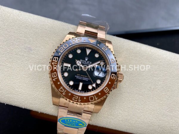 Clean Factory Rolex GMT-Master II 126715CHNR-0001 40mm Full Rose Gold Black Dial