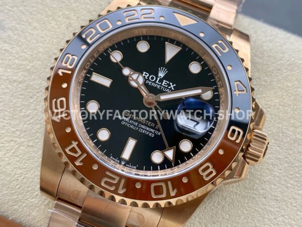 Clean Factory Rolex GMT-Master II 126715CHNR-0001 40mm Full Rose Gold Black Dial