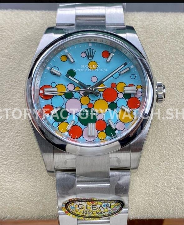 Clean Factory Rolex Oyster Perpetual 124300-0008 41mm Full 904L Bubbles Fringed Blue Dial (8) 124300 bubbles dial oyster perpetual clean replica watch