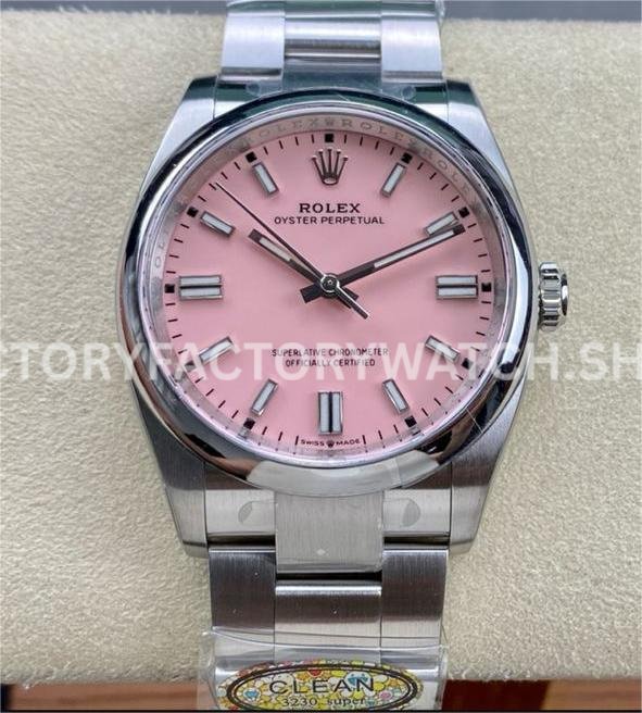 Clean Factory Rolex Oyster Perpetual 126000-0008 36mm Full 904L Pink Dial (4) oyster perpetual 126000 pink dial clean replica watch