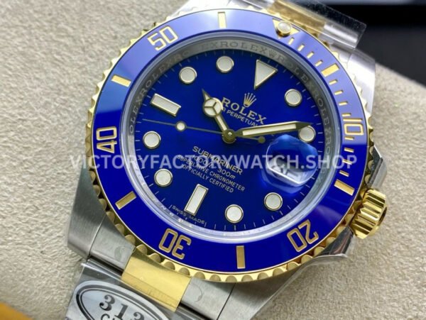 Clean Factory Rolex Submariner 116613LB 40mm Half Yellow Gold Blue Dial