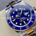 Clean Factory Rolex Submariner 126613LB 41mm Half Yellow Gold Blue Dial